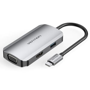 Vention TOAHB Wired USB 3.2 Gen 1 (3.1 Gen 1) Type-C Docking Station, Gray, Silver