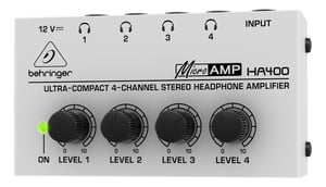 Behringer HA400 hörlursförstärkare Svart, Grå