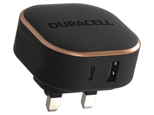 Duracell DRACUSB20-UK Ladegerät für mobile Geräte Schwarz Wechselstrom Schnellladung Intern