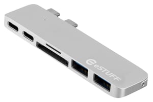 eSTUFF ES84122-SILVER USB 3.2 Gen 1 (3.1 Gen 1) Type-C-Dockingstation, silberfarben