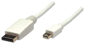 Manhattan 393812 DisplayPort-Kabel, 2 m, Mini DisplayPort, weiß