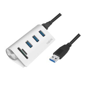 LogiLink CR0045 USB 3.2 Gen 1 (3.1 Gen 1) Typ-A-Hubs und -Konzentratoren, 5000 Mbit/s, silberfarben