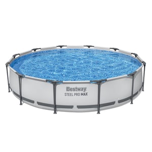 Bestway Steel Pro 56416 Above-Ground Outdoor Pool, Frame Pool, Round, 6473 L, Blue