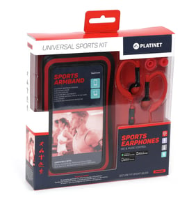 Platinet PM1070R hörlurar/headset, trådbundet, överöronsmodell, sport, rött
