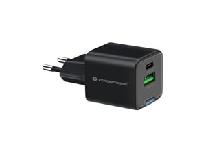 Conceptronic ALTHEA15B Ladegerät für mobile Geräte, universell einsetzbar, schwarz, Wechselstrom, Schnellladung, intern