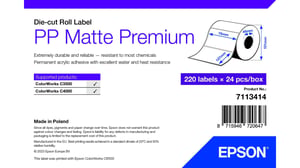 Epson 7113414 Printable Labels, White, Self-Adhesive Printable Labels