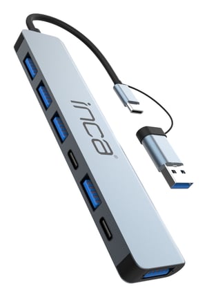 Inca IUTP-7T huby i koncentratory USB 3.2 Gen 1 (3.1 Gen 1) Type-A + Type-C 5000 Mbit/s Szary