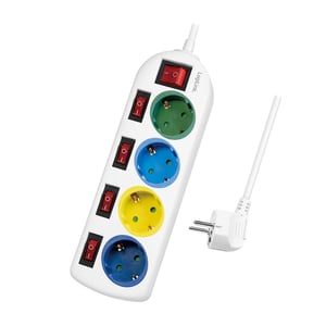 LogiLink LPS257 förgreningsdosa 1,5 m 4 x nätuttag, inomhus, vit