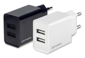 4smarts VoltPlug Dual Aparat cyfrowy, Przenośny głośnik, Smartfon, Tablet Czarny Prąd przemienny Wewnętrzna