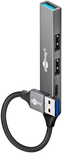 Goobay 74458 USB 3.2 Gen 1 (3.1 Gen 1) Typ-A-Hubs und -Konzentratoren, 5000 Mbit/s, Hellgrau