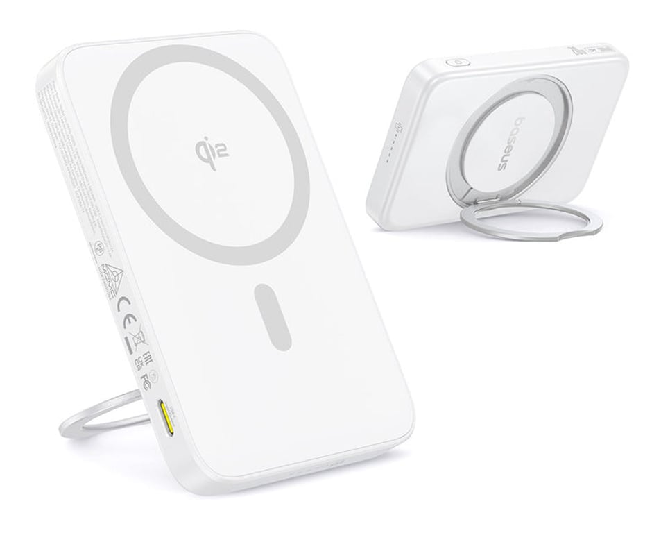 фото Зовнішній акумулятор (павербанк) Baseus PicoGo Qi2 5000mAh Moon White (P10076800213-01)