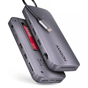 Axagon HMC-12GM2 Wired USB 3.2 Gen 2 (3.1 Gen 2) Type-C Docking Station, Gray