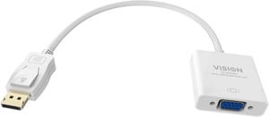 Vision TC-DPVGA Cable Adapter, 0.22 m, VGA (D-Sub) to DisplayPort, White
