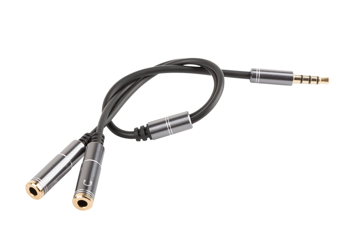 GENESIS A20 kabel audio 0,2 m 3.5mm Czarny, Srebrny