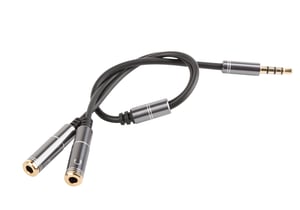 GENESIS A20 kabel audio 0,2 m 3.5mm Czarny, Srebrny