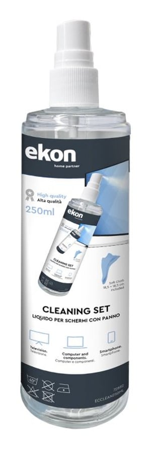 Ekon ECCLEAN250ML zestaw do czyszczenia urządzeń LCD/LED/Plasma, Telefon komórkowy/Smartfon Spray do czyszczenia i ściereczka do wycierania 250 ml