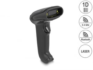 DeLOCK 1D Laser Barcode Scanner with 2.4 GHz, Bluetooth, or USB