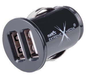NATEC NUC-0564 Portable Device Charger for Cell Phones, Smartphones, and Tablets—Black—Automatic Cigarette Lighter