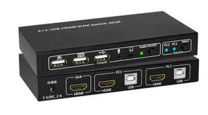 Microconnect MC-HDMI-USB-KVM-Switch, schwarz