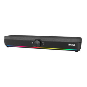 Marvo Scorpion SG-286 Bluetooth 5.3 Soundbar, Stereo Sound, USB-Powered, Connect via Wired, USB, or Bluetooth, 7-Color RGB Lighting, Volume Control, Black