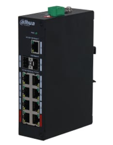 Dahua Technology PFS3211-8GT-120-V2 nätverksswitch, icke-hanterbar, Gigabit Ethernet (10/100/1000), stöd för PoE, skrivbords-/väggmontering, svart