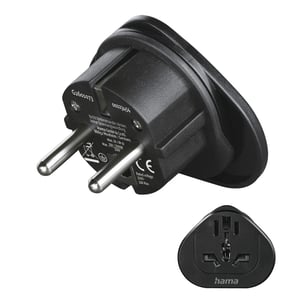 Hama 00223454 Type E/F Hybrid Universal Power Plug Adapter, Black