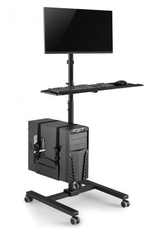 Maclean MC-793 Multimedia Stand, Black, Universal Multimedia Cart