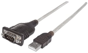 Manhattan 151801 Parallel Cable, Silver, 0.45 m, USB A to Serial/COM/RS232/DB9