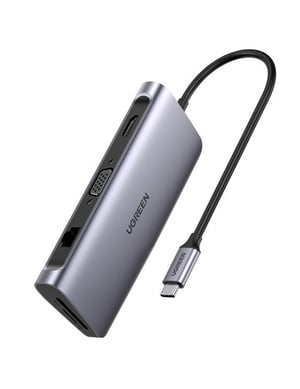 Ugreen 40873 USB 3.2 Gen 1 (3.1 Gen 1) Type-C-Dockingstation, metallic