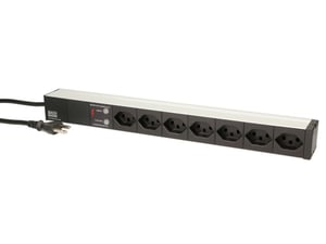 Max Hauri AG 107750 rozdzielacz zasilania PDU 7 x gniazdo sieciowe 1U Czarny, Srebrny
