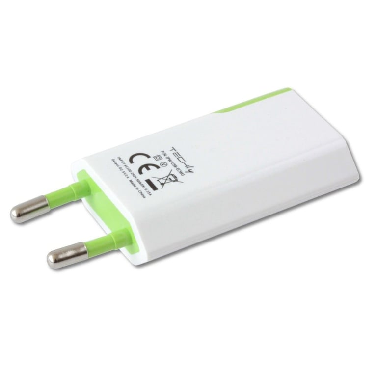 Techly IPW-USB-ECWG ładowarka do urządzeń przenośnych GPS, MP3, Telefon komórkowy, Palmtop, Smartfon Biały, Zielony Prąd przemienny Wewnętrzna
