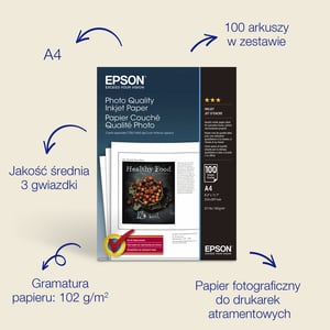 Epson Papier do druku atramentowego jakości fotograficznej A4, 102 g/m2, 100 arkuszy
