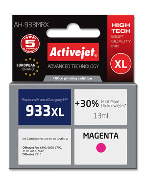 Activejet Tusz AH-933MRX (zamiennik HP 933XL CN055AE; Premium; 13 ml; czerwony)