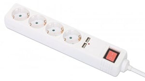 Manhattan 168342 grenuttag 2 m 4 x nätuttag Inomhus Vit