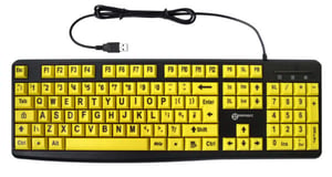 Geemarc Telecom 3521350020762 Universal USB QWERTY Keyboard, Black, Yellow