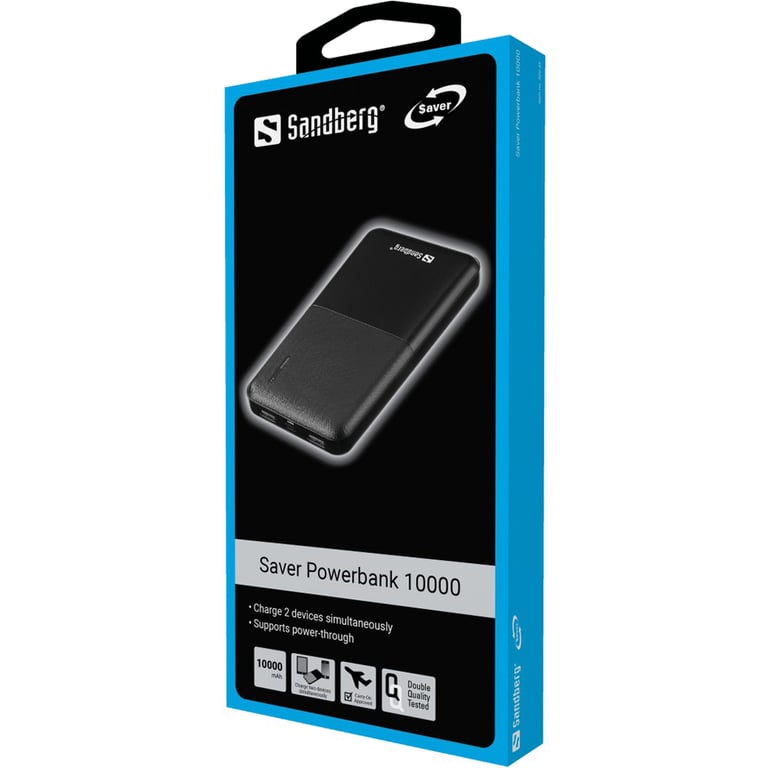 фото Зовнішній акумулятор (павербанк) Sandberg 10000mAh Saver USB-C Micro-USB output: USB-A*2 Total 5V/2.4A (320-34)