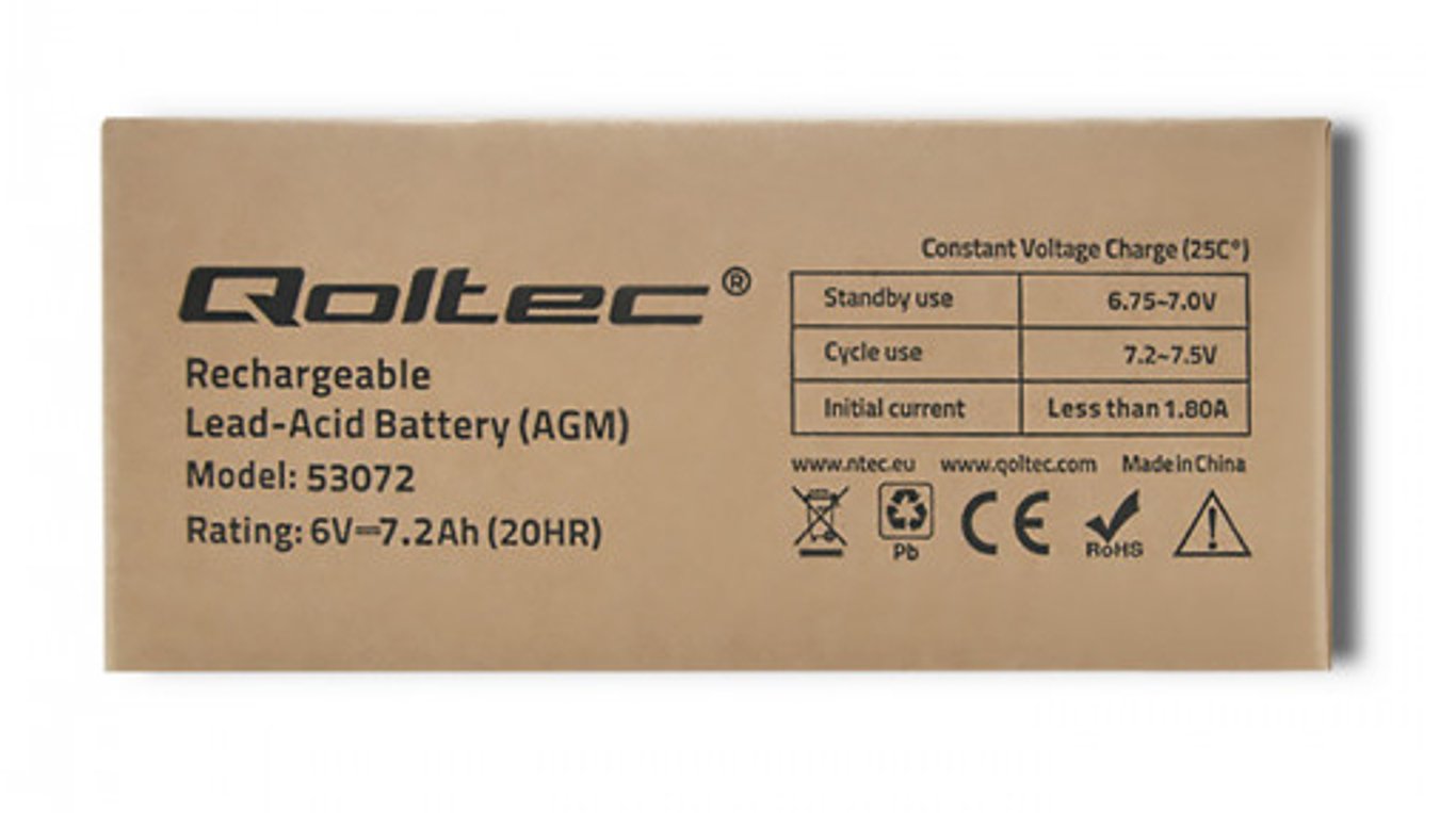 Qoltec 53072 akumulator Ołowiany (VRLA) 6 V 7,2 Ah