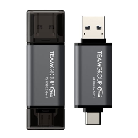 Team Group X1 USB 3.2 Gen1 pamięć USB 256 GB USB Type-A / USB Type-C 3.2 Gen 1 (3.1 Gen 1) Czarny, Szary