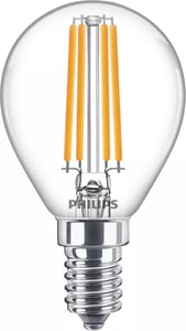 Philips Glühkerze, transparent, 60 W, P45, E14