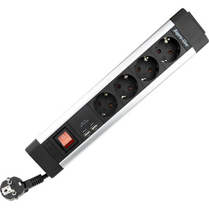 REV 0014438713 Verteiler 2,2 m 4 x Netzanschluss, für den Innenbereich, Schwarz, Silber
