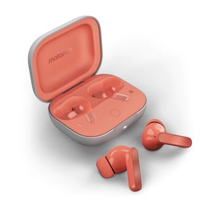 Motorola Moto Buds – kabellose In-Ear-Kopfhörer für Telefonate/Musik/Sport/Alltag – Bluetooth – Korallenrot