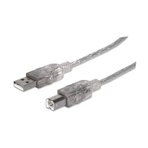 Manhattan 345408 USB 2.0 Cable, 5 m, USB A to USB B, 0.48 Gbit/s, Silver