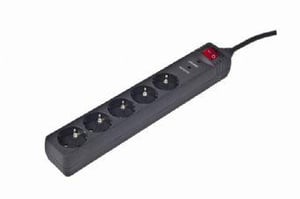 Gembird SPG5-C-15 överspänningsskydd Svart 5 x nätuttag 250 V 4,5 m