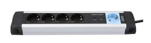 Olympia MS 2500 1.5 m Power Strip, 5 Outlets, Indoor, Black, Silver
