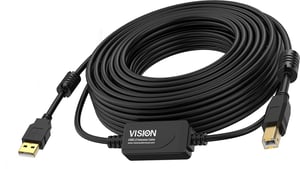 Vision TC 10MUSB+/BL/2 USB Cable, USB 2.0, 10 m, USB A to USB B, Black