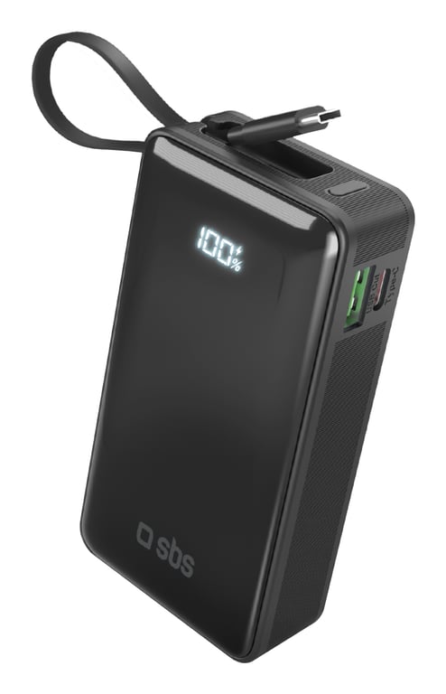 фото Зовнішній акумулятор (павербанк) SBS LCD Power Bank 22.5W 10000 mAh Black (TTBB10000LCDTCPD20K)