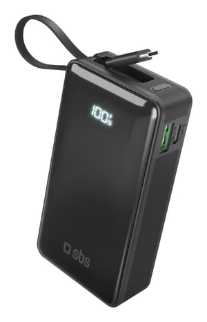 SBS TTBB10000LCDTCPD20K powerbank, litiumjon (Li-Ion), 10 000 mAh, svart