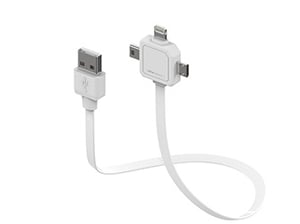 Allocacoc POWER USBCABLE kabel do telefonu Biały 0,8 m USB A Micro-USB B + Apple 30-pin + Samsung 30-pin