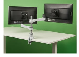 R-Go Tools R-Go Zepher Halterung für zwei Monitore, voll verstellbar, VESA 75x75/100x100 mm, Tragkraft 8 kg, 100 % drehbar, schwarz