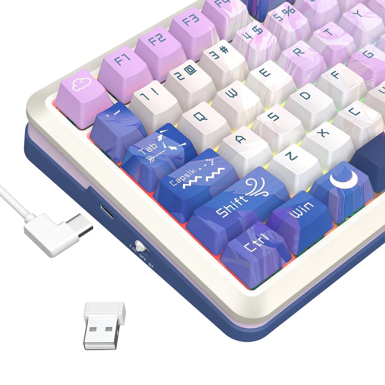 REDRAGON K708AK-RGB-PRO FLEKACT klawiatura USB + RF Wireless + Bluetooth Biały